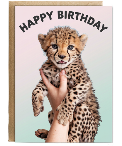 Birthday card Miniture cheetah cute funny