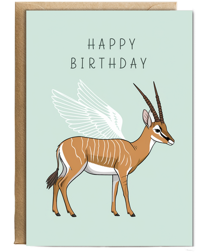 Birthday card antelope With Wings