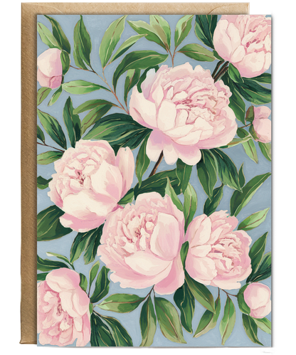 pink peonies and green leaves