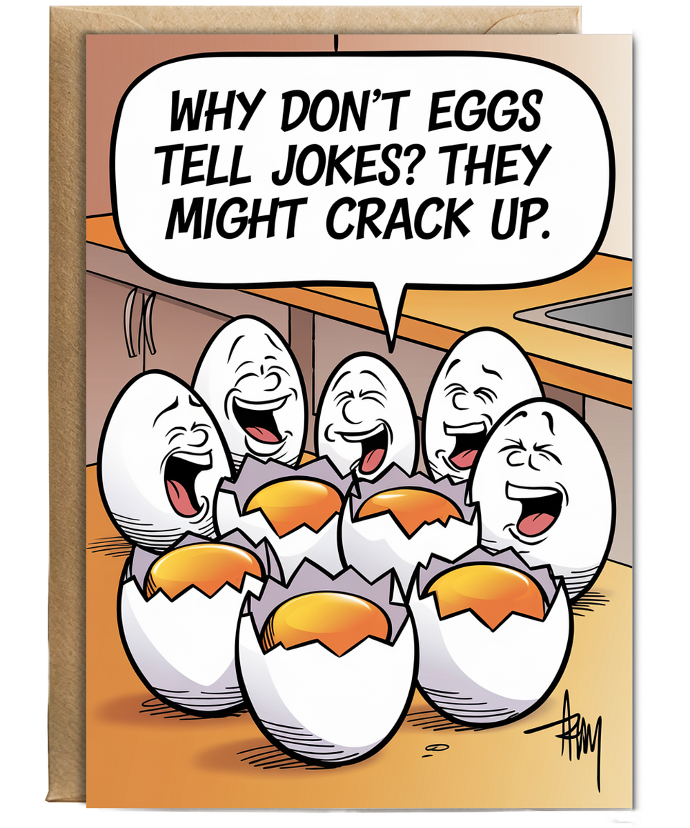 Why don’t eggs tell jokes? They might crack up.