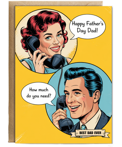 Funny Fathers Day Card Vintage How Much do You Need Asking Dad for Money