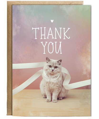 Thank You - Cat with a Ribbon