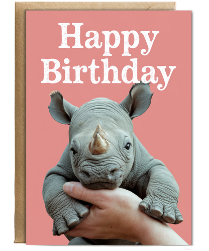 Birthday card Miniture rhino cute funny