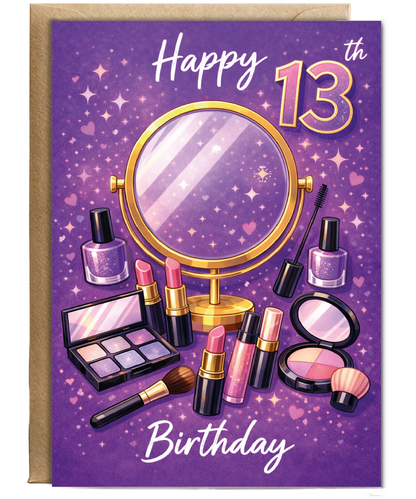 Glam Girl 13th Birthday Card for Makeup Lover Daughter or Niece