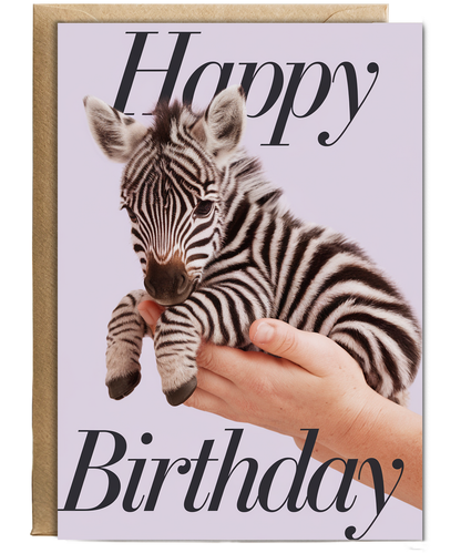 Birthday card Miniture Zebra cute funny