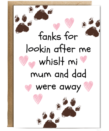 Funny Pet Sitter Thank You Card from the Dog
