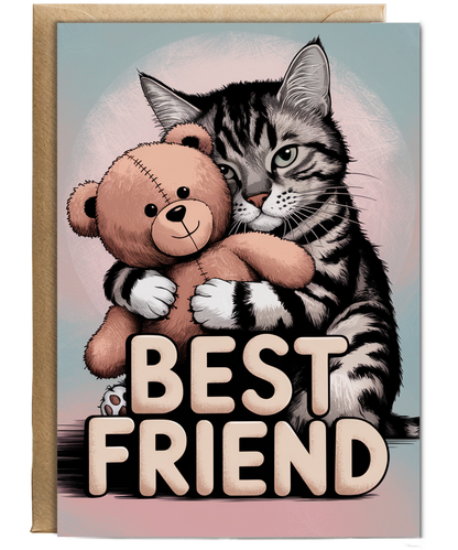 Best Friend - Cat Hugging a Teddy Bear