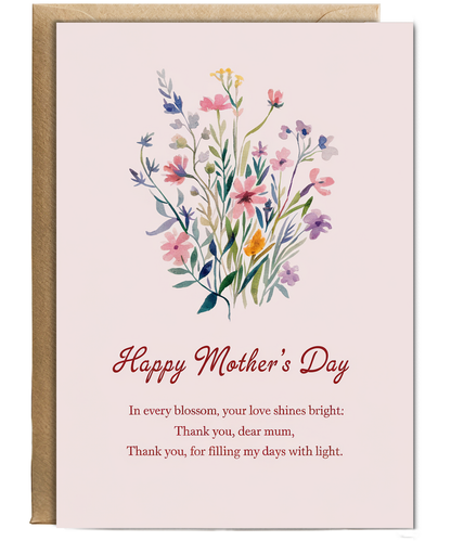Mothers Day Card flowers from daughter son for mum