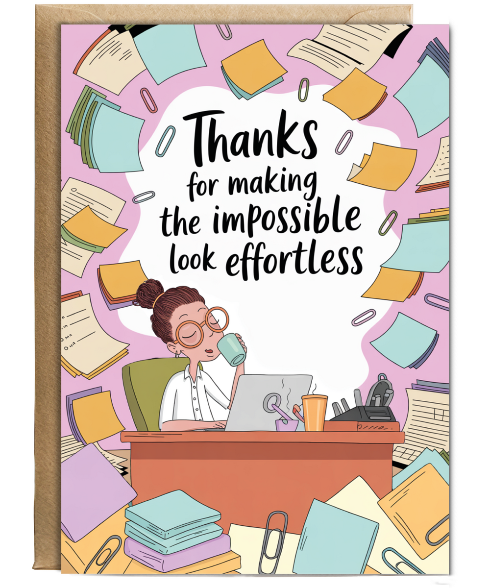 Thank You Card for Office Admin Secretary Assistant Making the Impossible Look Effortless