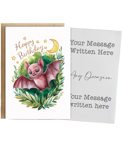 Happy Birthday cute bat watercolour