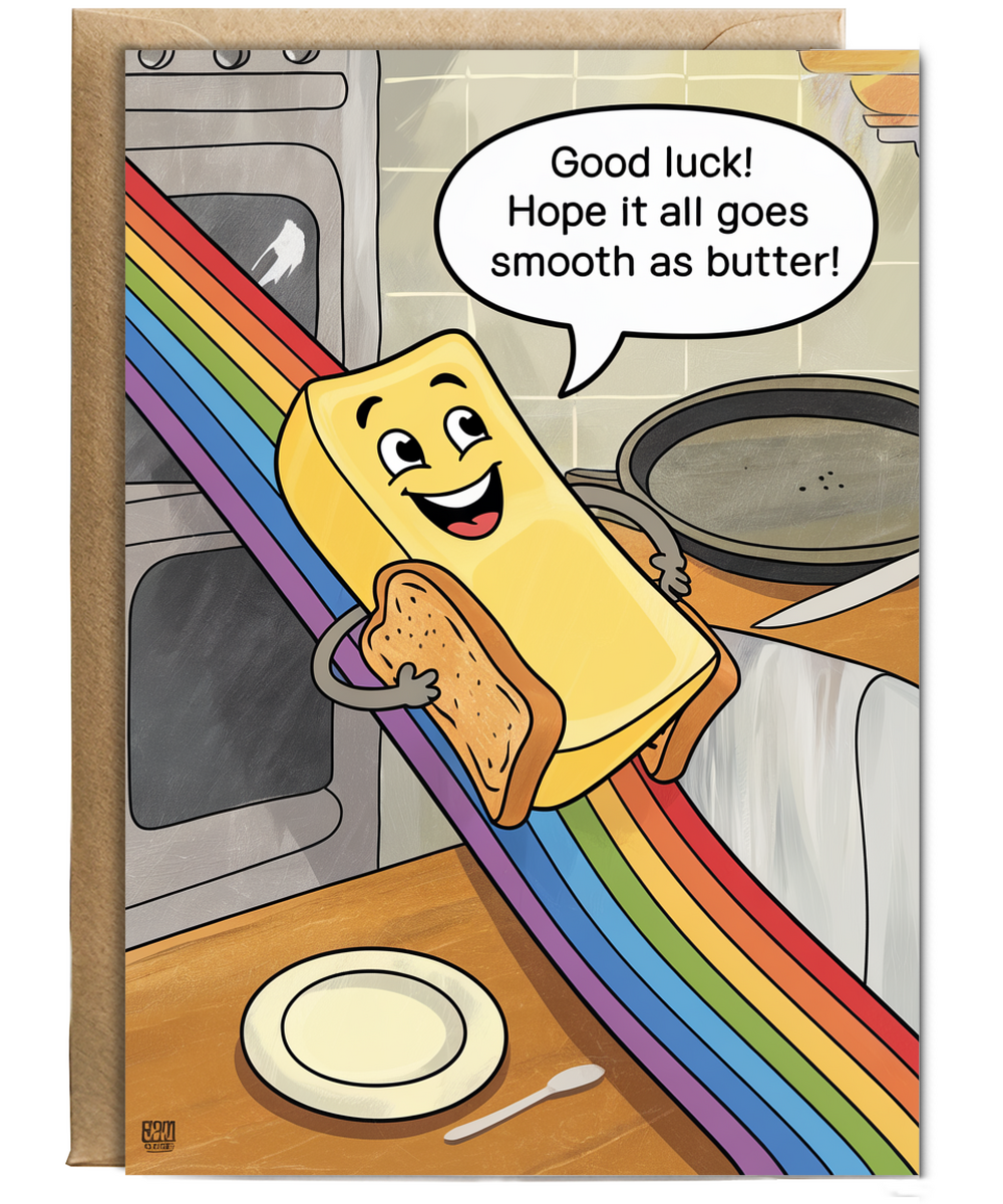 Good Luck Card Hope It All Goes Smooth as Butter