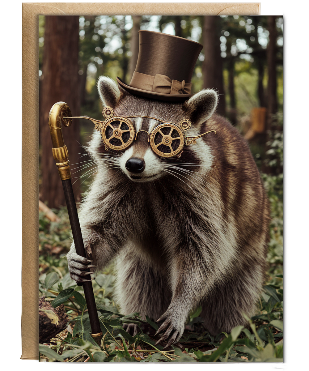 Raccoon in Steampunk Glasses