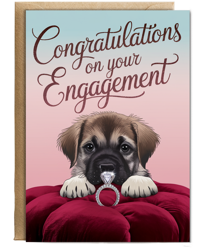 Congratulations on Your Engagement - Puppy with a Ring