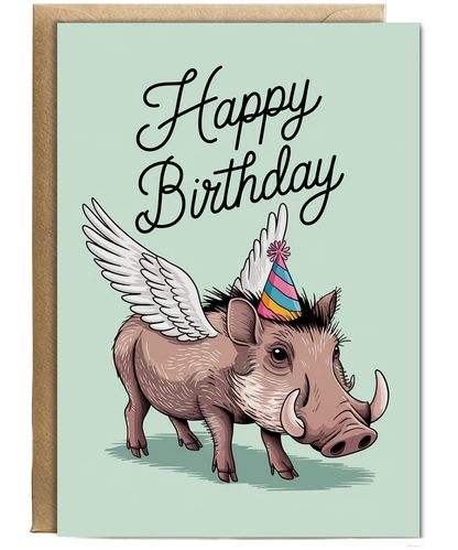 Birthday Card Warhog with wings