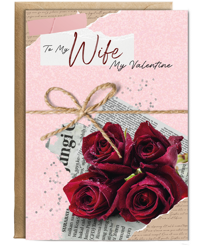 Valentines Day Card From Husband To My Wife My Valentine Romantic Roses and Letters