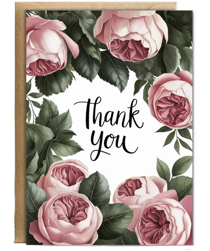 Thank You - Cabbage Roses and Foliage