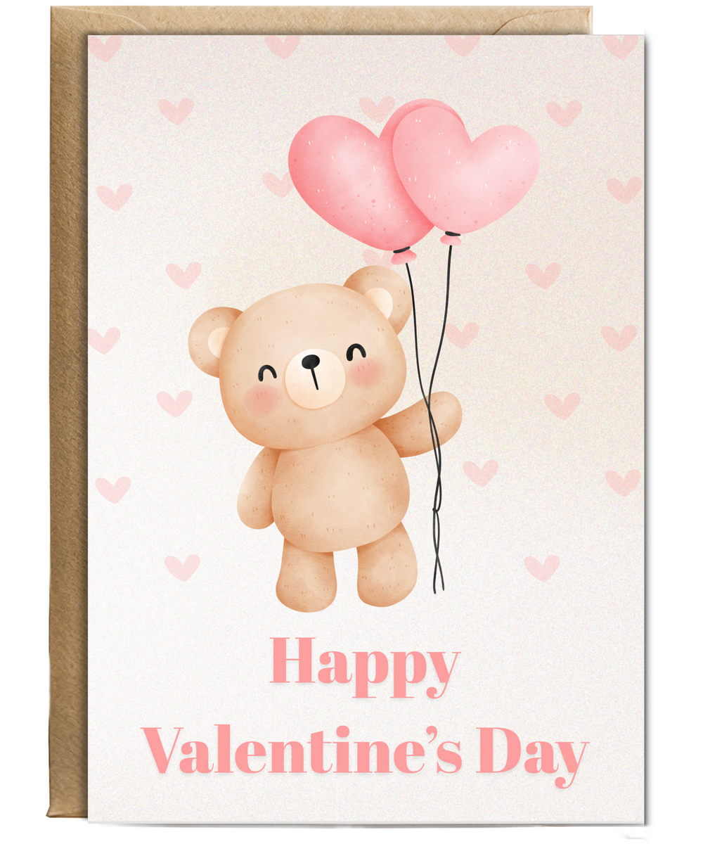 Happy Valentine's day Cute Bear, Hearts & Florals