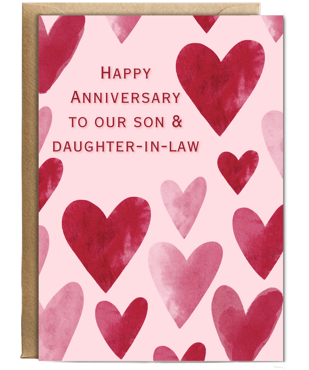 Happy Anniversary to our son and daughter-in-law Watercolour hearts