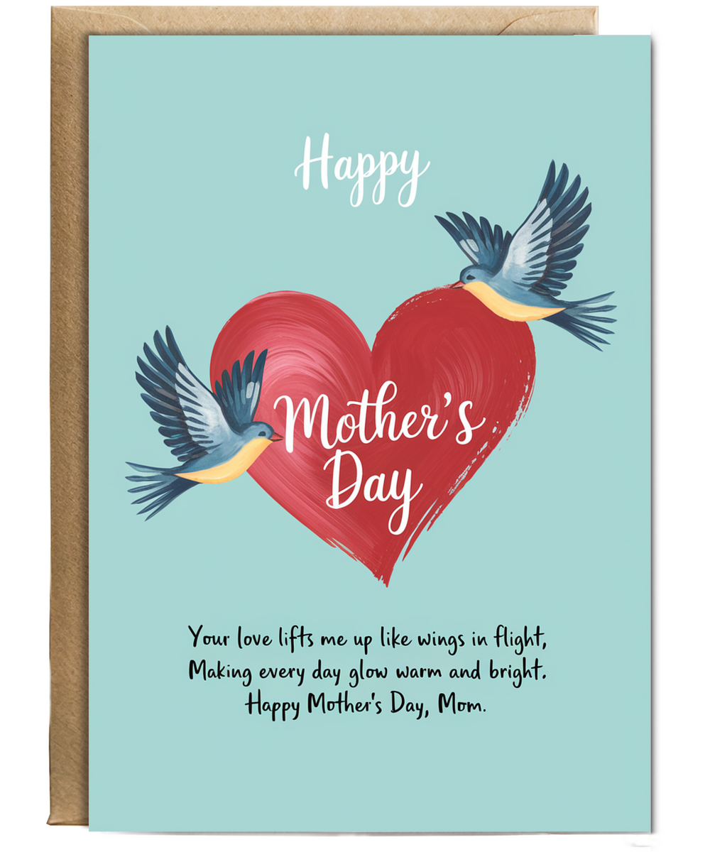 Happy Mother's Day Card Graceful Birds poem Traditional