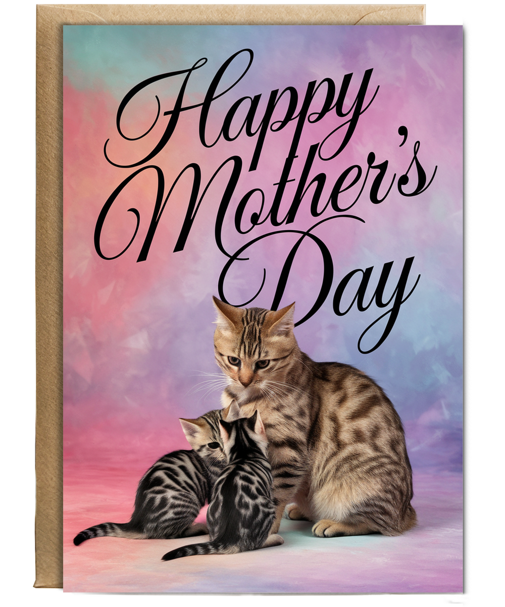 Happy Mother's Day with Cat and Kittens