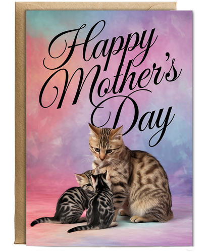 Happy Mother's Day with Cat and Kittens