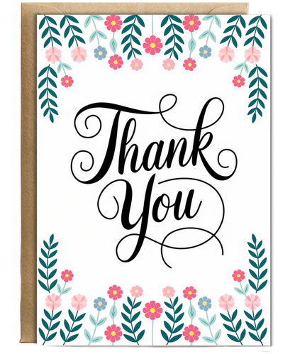 Thank You - Floral and Leaf Border