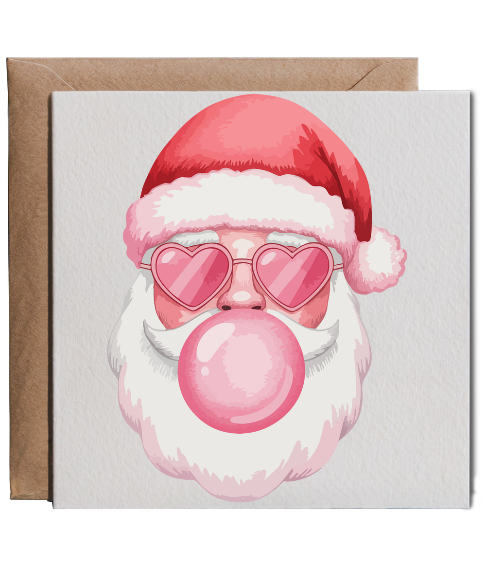 Christmas girly santa pink heart sunglasses and bubblegum