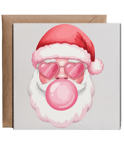 Christmas girly santa pink heart sunglasses and bubblegum