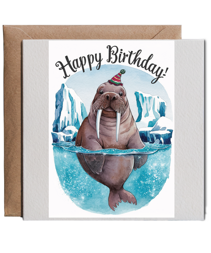 Happy Birthday walrus watercolour