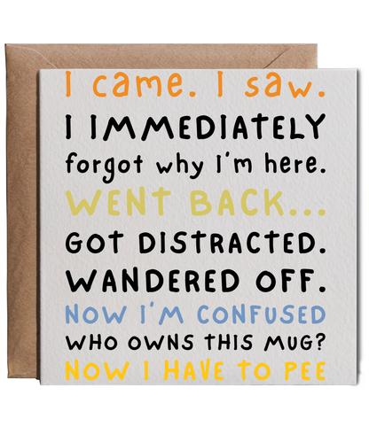 I came, I saw, I Forgot, went back, got distracted