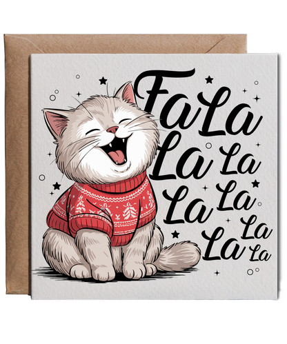 Christmas cat singing fa la la la