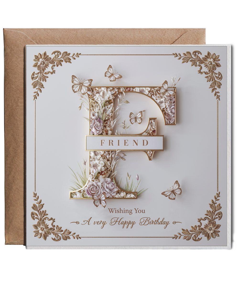 friend wish you a very happy birthday Butterflies & Flowers