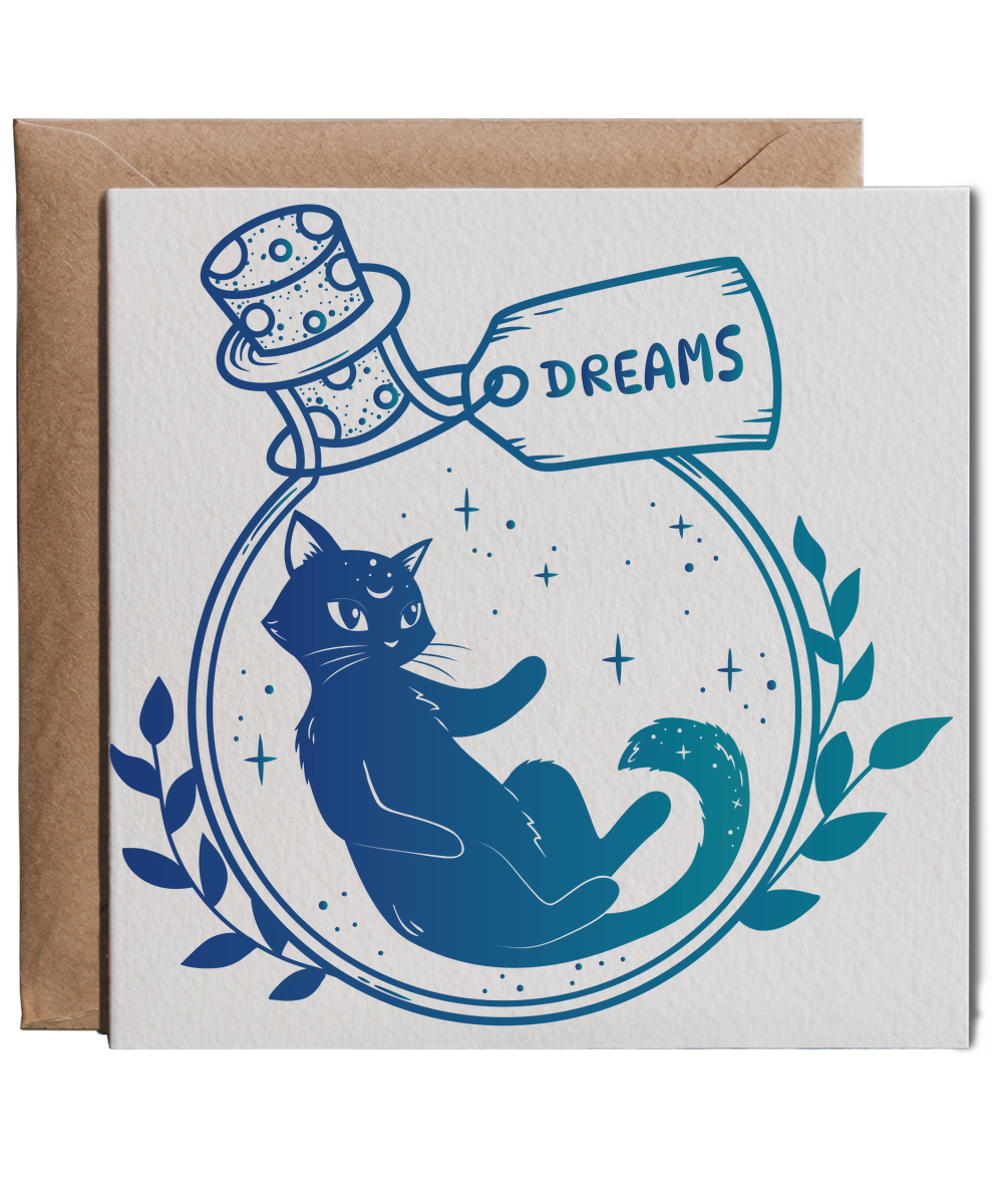 Enchanted Cat in a Dream Bottle Celestial Fantasy