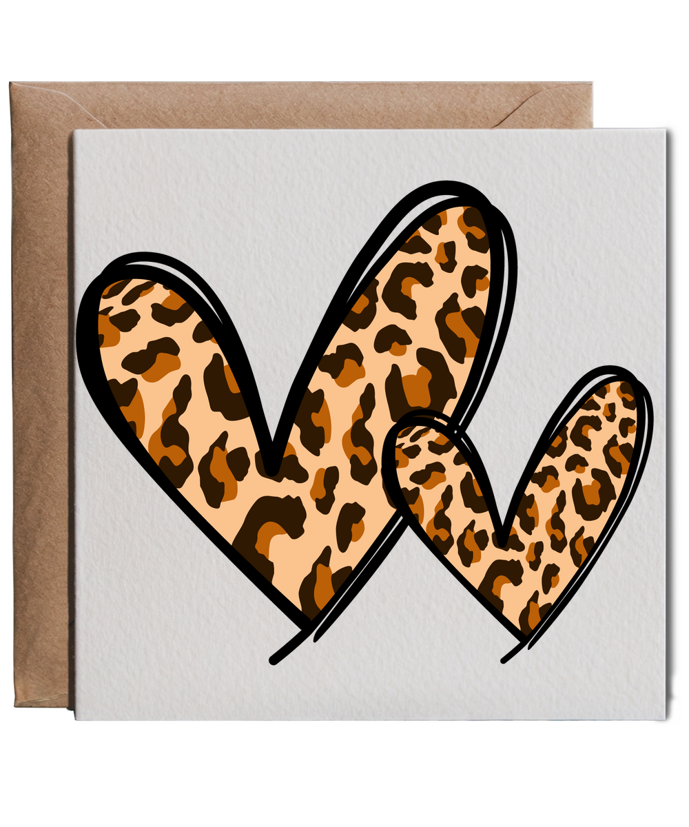 Brown Leopard Print Hearts Wild Animal Safari Chic