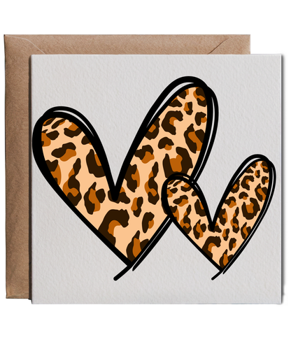 Brown Leopard Print Hearts Wild Animal Safari Chic