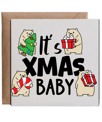 Its Xmas Baby Cute Teddy Bears Bearing Gifts