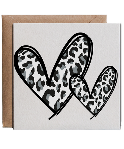 Grey Leopard Print Hearts Wild Animal Safari Chic