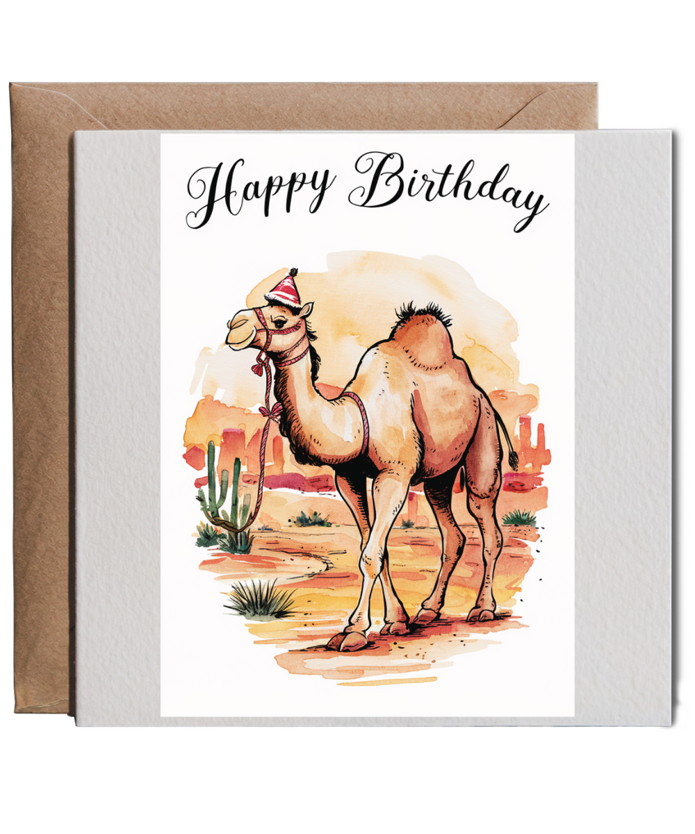 Happy Birthday camel watercolour