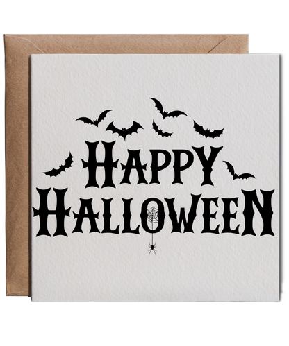 Happy Halloween Spooky Bats and Spider Webs
