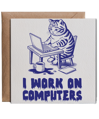 I Work On Computers Funny Programmer Cat for IT Tech Office Job
