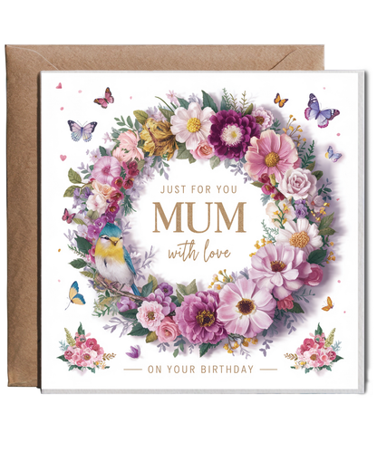 Just For You' Floral Wreath, Butterflies & Blue Tits