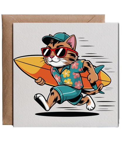 Cool Surfer Dad Cat Running