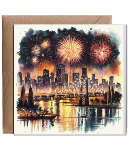Fireworks City Lights Landscape