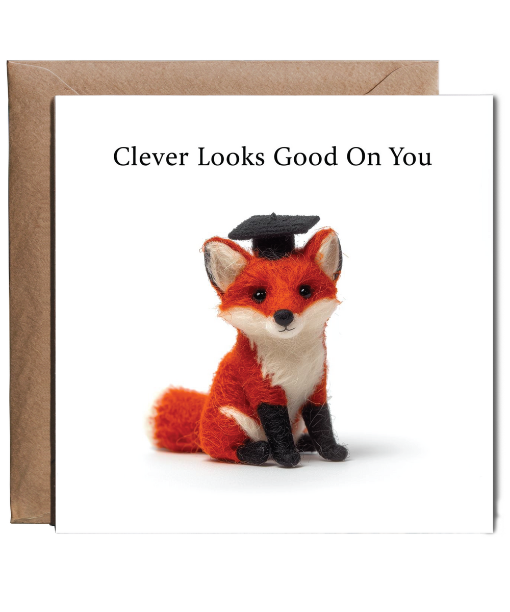 2D felt style fox graduation clever looks good on you