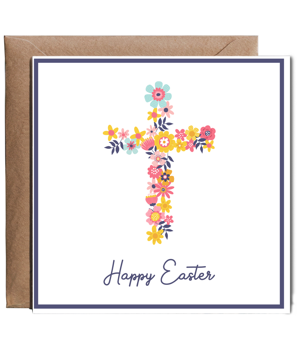 floral cross happy easter