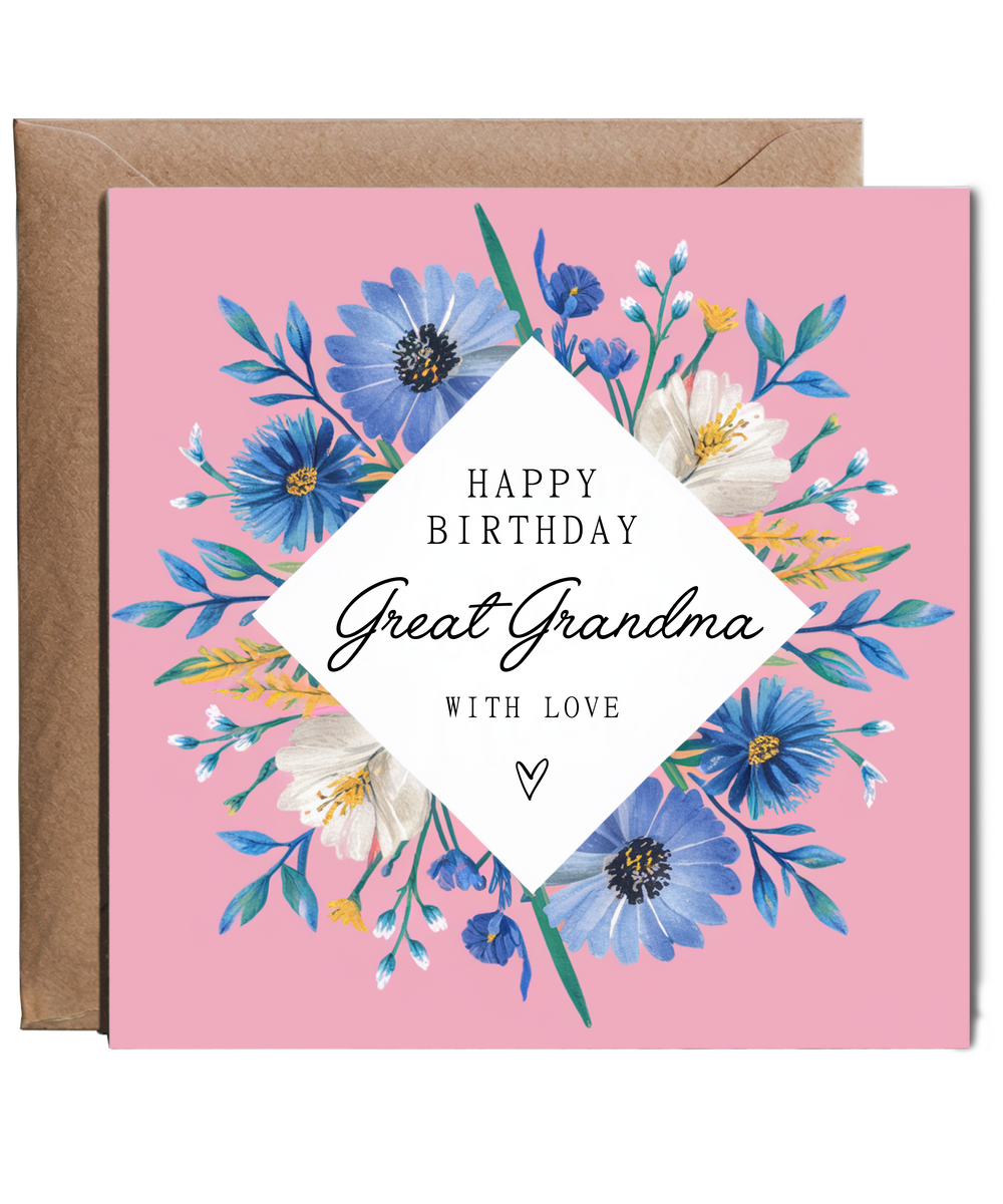 Beautiful Birthday Card for Great Grandma With Love and Flowers