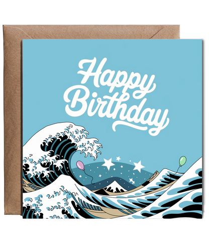 Happy Birthday Card The Great Wave Kanagawa