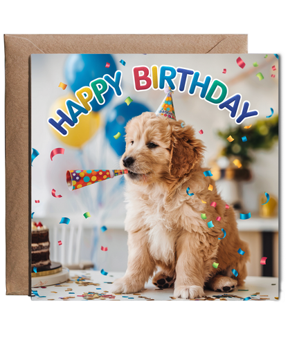 Happy Birthday golden retriever puppy