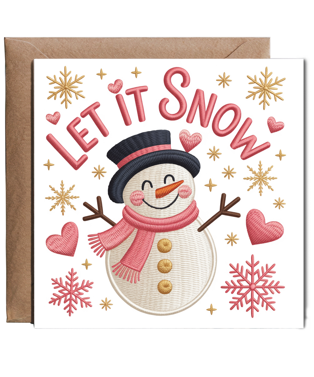 Embroidered style let it snow christmas snowman