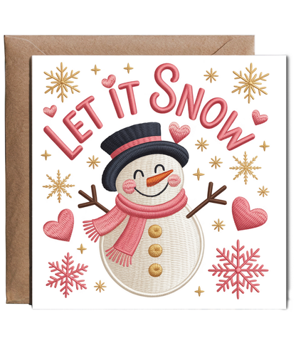 Embroidered style let it snow christmas snowman